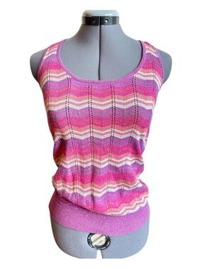 725 Originals Y2K Pink Striped Knit Tank Top | Retro Wavy Stripe Sleeveless Cami